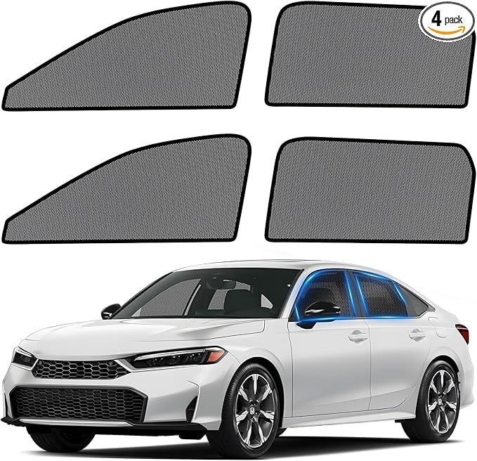 ZATOOTO Car Window Shades for Honda Civic 2022-2025, 4 Pack Honda Civic Sun Shade Side Window, Breathable Mesh Car Window Screen for Camping Napping Baby UV Protection