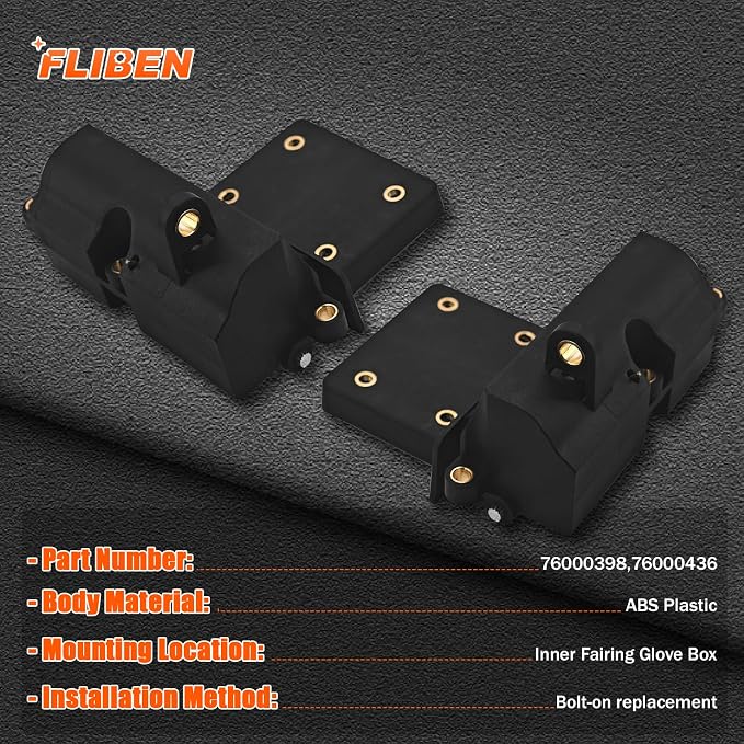76000398 Inner Fairing Media Glove Box Door Lid Hinge Left & Right Set Replacement for Harley-Davidson All Road Glide FLTR 2015-2024 Replace# 76000398, 76000436, 76000398-00, 76000436-00