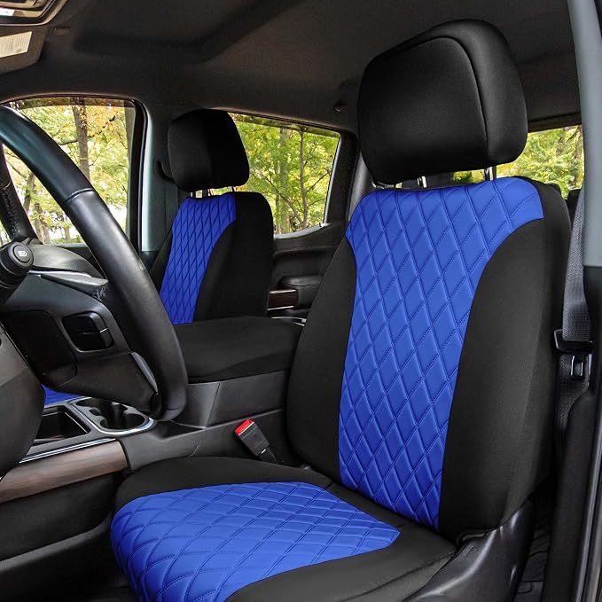 FH Group Custom Fit Car Seat Covers Specifically Made for 2019-2023 GMC Sierra 1500 2500HD 3500HD SLE | Base - Ultraflex Neoprene Water Resistant Automotive Seat Covers- Front Set Blue