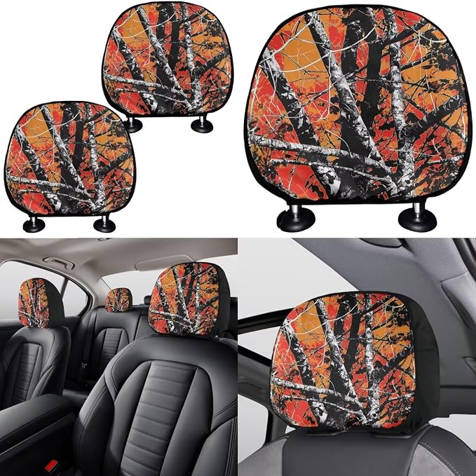 KEIAHUAN Camo Hunting Design Car Seat Cover Full Set 11 Pieces Front & Back with Handbrake Cover Gear Shift Cover,Steering Wheel Cover,Stretchy Headrest Cover,Auto Cup Coasters Universal Fit