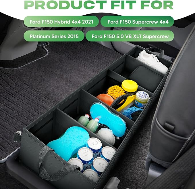 Autorder Under Seat Storage Box Organizer with 3 Detachable Dividers, Compatible with 2015-2026 Ford F150 SuperCrew Cab & Crew Cab, Fits 2017-2024 F250 F350 F450 F550 Super Duty Underseat Storage