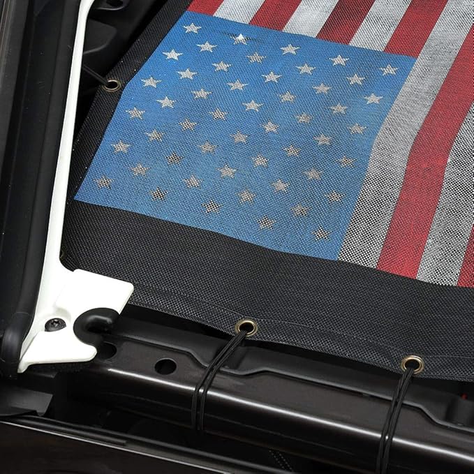 Voodonala for Jeep JL Sunshade Sun Shade Bikini Top Sunblock Mesh Heat Shield Mesh for 2018-2025+ Jeep Wrangler JL JLU 2/4 Door & 2020-2025 Gladiator JT, Flag Red