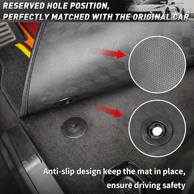 Floor Mats Protectors Floor Liners Compatible with for Corvette C8 Coupe 2020-2026 Accessories All Weather Anti-Scratch Wear-Resistant Floor Protection Carpet Foot Pad