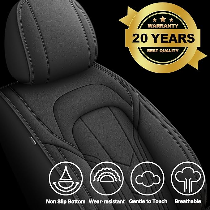 TTX for Ford F150 2009-2024 2025 2026 Seat Covers & F250 F350 F450 2017-2026 Seat Protectors with Durable and Faux Leather(Full Set,Black)