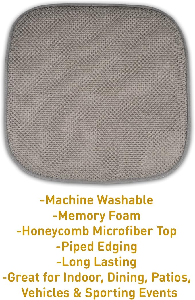 Sweet Home Collection Cushion Memory Foam Chair Pads Honeycomb Nonslip Back Seat Cover 16" x 16" 6 Pack Silver