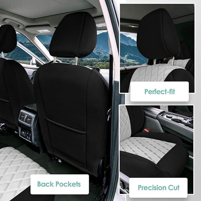 FH Group Custom-Fit Car Seat Covers Specifically Made for 2021-2026 Nissan Rogue, Front Set Gray Ultraflex Neoprene Waterproof Automotive Seat Cover