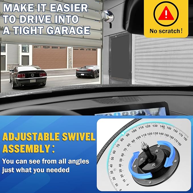 Angooni 15" HD Convex Traffic Mirror - Freely Adjustable Blind Spot Mirror, Heavy Acrylic Mirrors - Security Mirrors for Driveway, Garage Parking, Office