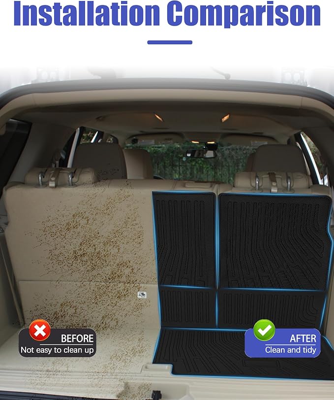 Cargo Liners Backrest Mat for Ford Expedition & Lincoln Navigator Accessories 2003-2017 with Hook&Loop Rear Trunk Mat Rear Seat Back Cover Protector All Weather Anti-Slip Split Dog Liner