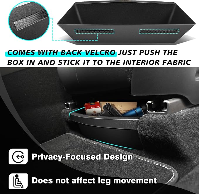 BestEvMod for 2026+ Model Y Juniper Refresh 3PCS Storage Bundle Trash Can Backseat Storage Box Garbage Rear Bin Can Anti-Slip Rear Center Console Organizer 1 + Under Seat Organizer Box2