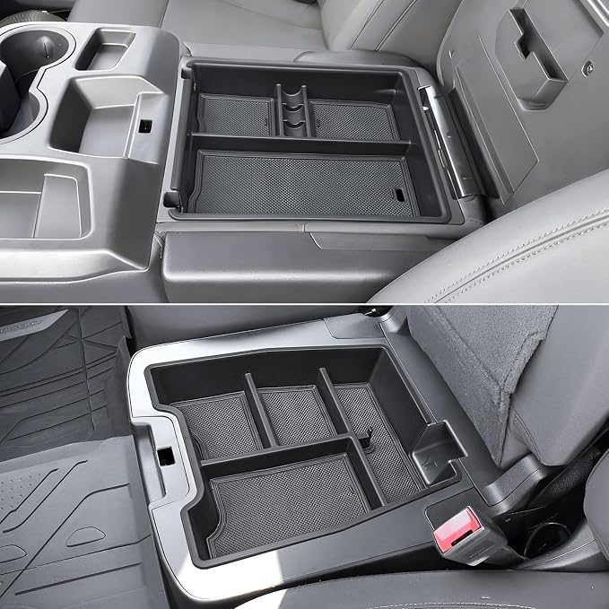 Center Console Tray and Dash Storage TrayCompatible with 2019-2026 Chevy Silverado/GMC Sierra 1500 & 2020-2026 Silverado/Sierra 2500HD 3500HD-(Split-Bench Folding Seat)-3 Pack