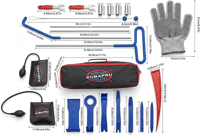 Car Repair Tool kit, 22 Pieces, Stainless Steel Tools, Multifunctional Tools Set, Air Wedge