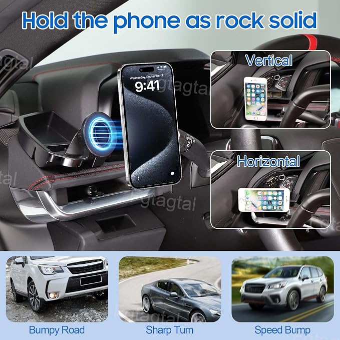 Center Console Multi-Mount Phone Holder Storage Box Compatible with Chevrolet Corvette C8 2020-2025, Dashboard Left Side Storage Tray Organizer, Magnetic Style Holder
