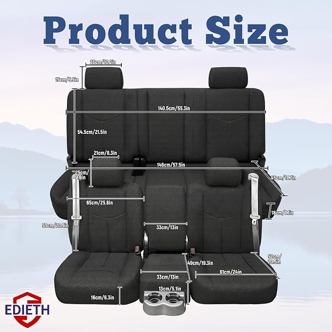 Front and Rear Seat Covers for Chevy Silverado & GMC Sierra 1500 1999-2006 & Classic Composite Sponge Fabric Soft Breathable Comfortable - Black