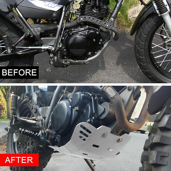 Motorcycle Skid Plate Replacement for Yamaha TW200 1987-2025 Under Engine Protection Aluminum Bash Plate(Silver)