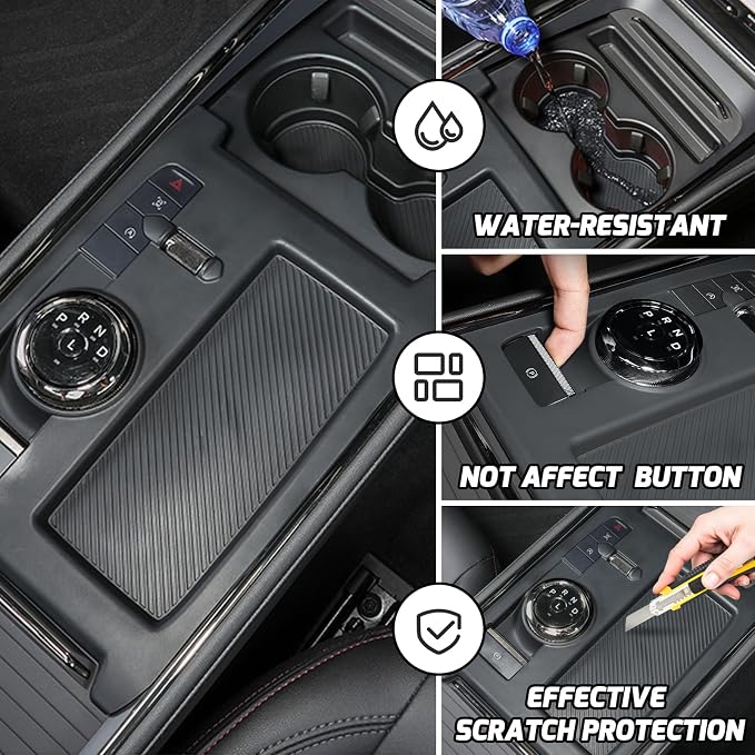 for 2022 2023 2024 2025 Ford Fusion Car Gear Shift Panel Trim Cover Silicone Center Console Waterproof Coaster Black Wireless Charging Protective Pad Automotive Interior Accessories