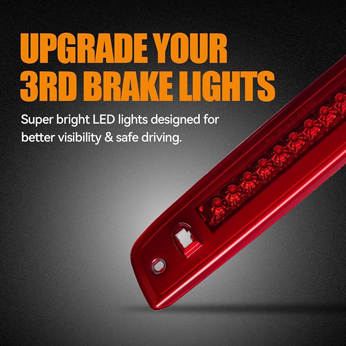 Third 3rd Brake Light LED for 2003-2016 Ford Expedition, High Mount Rear Brake Lights Assembly for 03-16 Lincoln Navigator, Waterproof Center Cab Lamp Stop Light (RED)