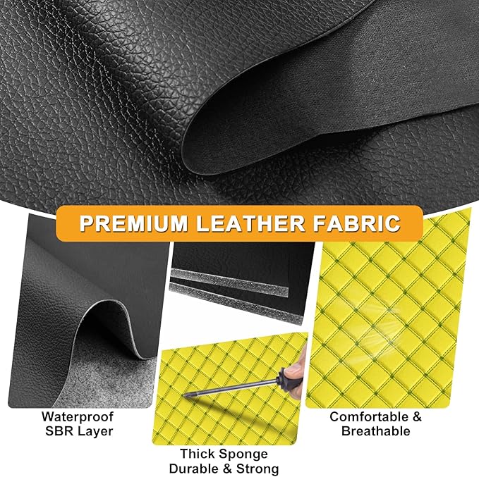 Industrial Vehicle Seat Cover for Skid Steer, Heavy Duty Leather Seat Cover, Compatible with John Deere, Caterpillar, Kubota, Bobcat, New Holland, Yellow