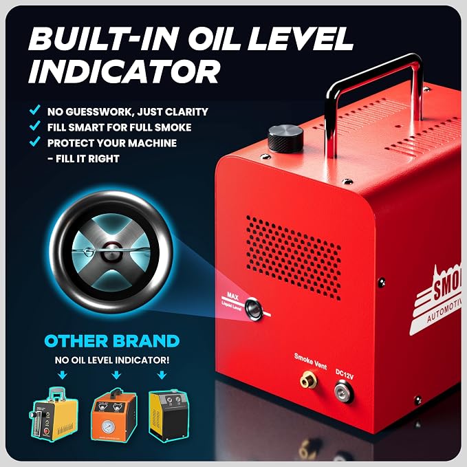 AutoLine Pro *2025 New Model* Automotive High Volume Smoke Machine - EVAP Leak Detector with Built-in Air Compressor - Model 701C– EVAP Vacuum Exhaust Smoke Detector Tools Kit - Red