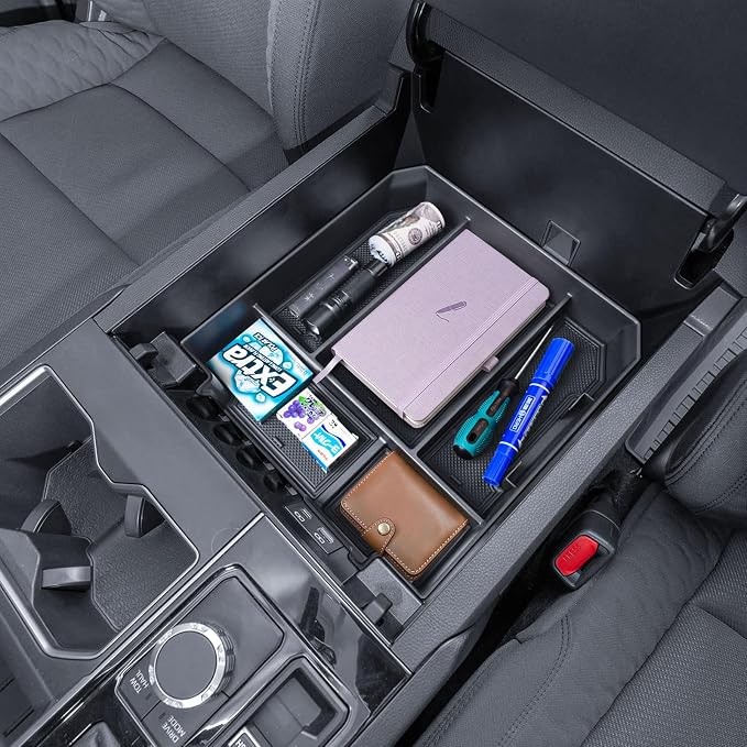 RUNROAD Center Console Organizer Tray Compatible with 2022 2023 2024 2025 2026 Toyota Tundra Platinum 1794 TRD PRO Capstone & 2023-2026 Sequoia Accessories, Insert Armrest Tray for Tundra Rubber Mats