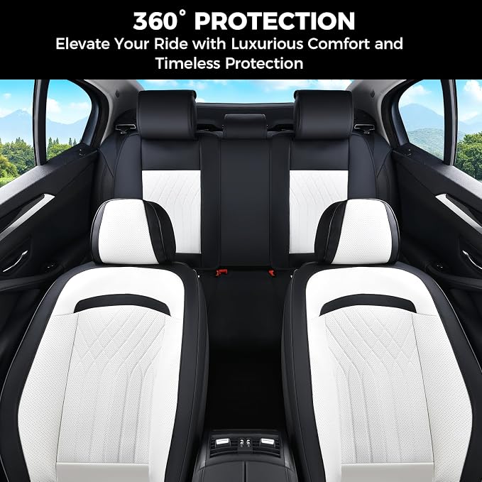 FLORICH Car Seat Covers Full Set, Leather Seat Covers for Cars, Car Seat Protector Waterproof Breathable, Universal Automotive Seat Covers, Front and Rear Car Seat Cover Fit for Most SUV Pick-up Truck