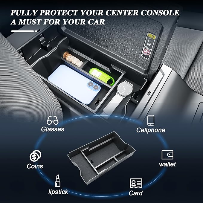BIBIBO for 2026 Toyota RAV4 Center Console Organizer 2026 Toyota RAV4(LE/SE/XLE Premium/Woodland/XSE/Limited) Console Tray 2026 RAV4 Console Insert Tray