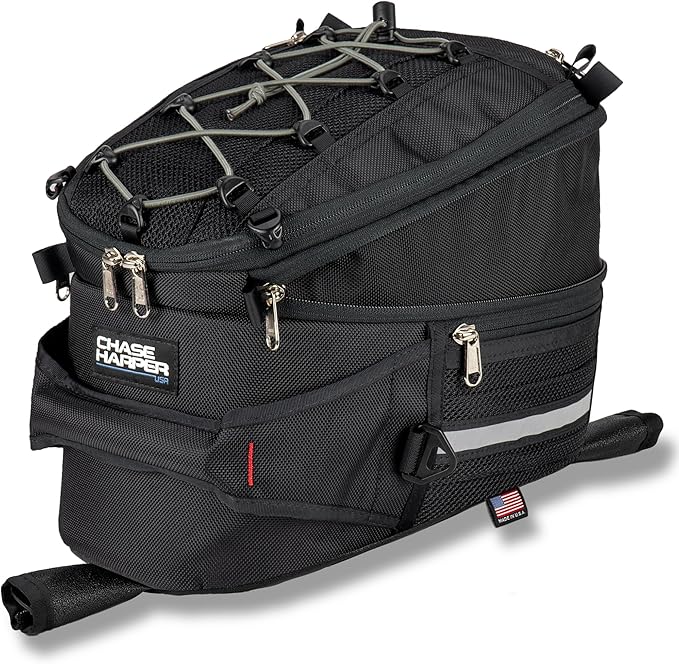 Chase Harper USA 650X Strap Mount Tank Bag - Water-Resistant, Tear-Resistant, Industrial Grade Ballistic Nylon with Anti-Scratch Rubberized Bottom, Adjustable Strap Mounting - Expandable Design