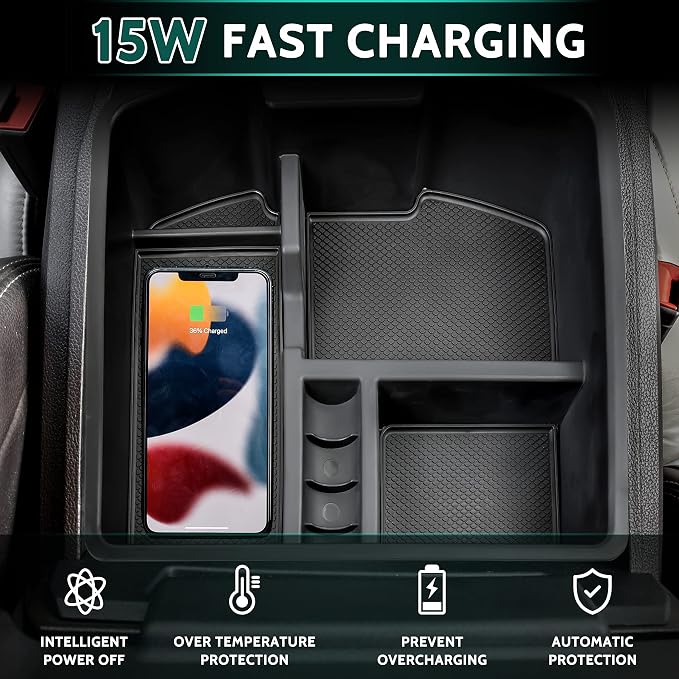 Wireless Charger for 2007-2014 Silverado/Sierra, Center Console Organizer Box for Chevy Silverado Avalanche Suburban Tahoe/GMC Sierra 2007 2008 2009 2010 2011 2012 2013 2014 Accessories