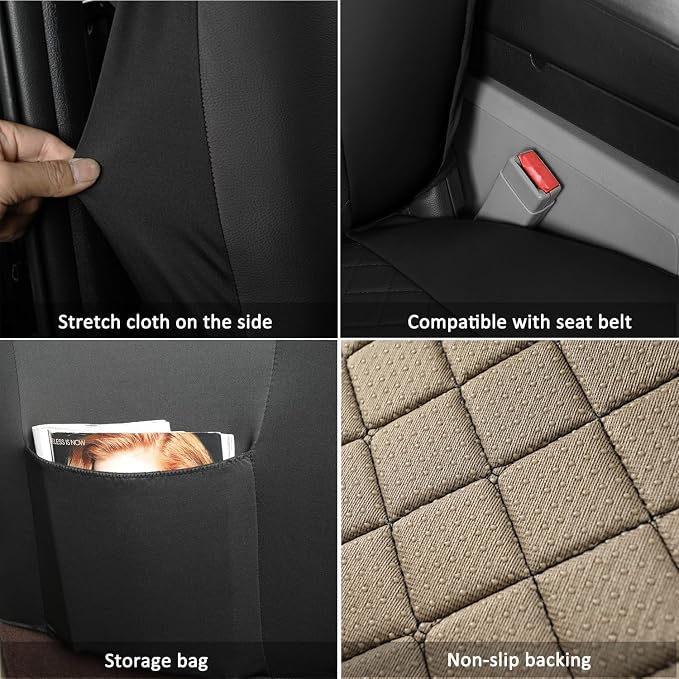 GIANT PANDA Custom Fit Toyota Corolla Front Car Seat Covers 2020 2021 2022 2023 2024 Corolla L LE, Luxury Stitch Seat Covers for car, Faux Leather Polyester Fiber Auto Interior Covers (2 Pack, Black)
