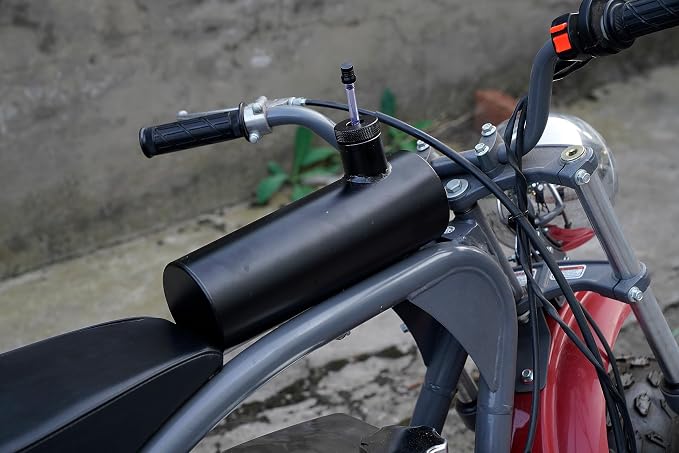 JMCHstore Aluminum Mini bike Gas Fuel Tank Cylinder 4x11'' for Coleman Baja Montser Mega moto Predator Hemi non 212 Engine, Massimo Axis RealTree Motovox Mototec Dirt Gas Bike, Go Kart Parts (Black)