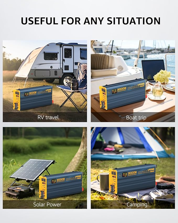 3000W Pure Sine Wave Power Inverter DC 24V to 110V 120V AC with 4 Quick Charging USB Ports& Dual AC Outlets Power Inverters for Vehicles RV Truck Home with LCD Display and Remote Controller