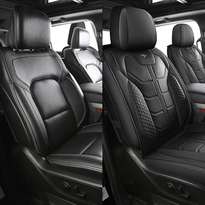 LINGVIDO Tacoma Seat Covers 2016-2022 2023,Fit for Tacoma Seat Cover Crew Cab/Double Cab Brown for Pickup Truck Waterproof Leather Accessories Front Black