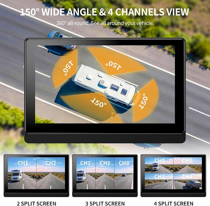 Fookoo 1080P AHD Wired Backup Camera System, 7" Touchscreen Monitor Blind Spot Detection 10G Vibration-Proof Rear Camera for Tractor Truck Excavator Caravan Skid Steer Harvester MP3 MP5 Waterproof DVR