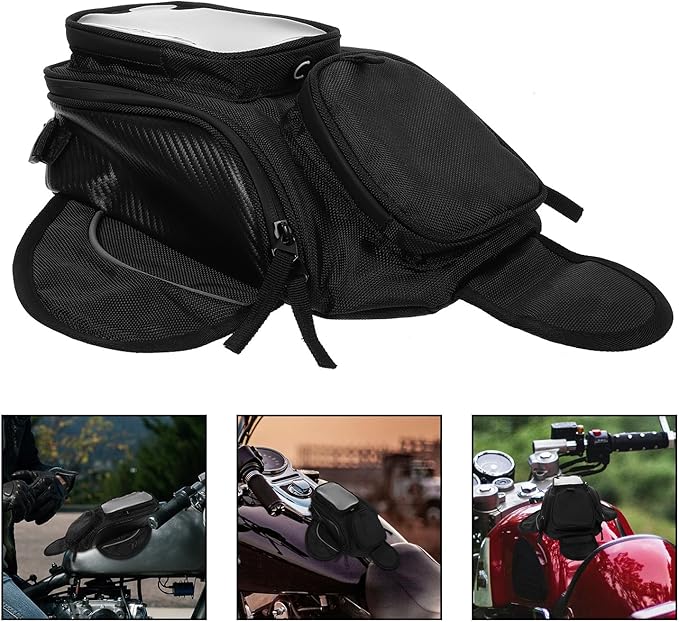 ABOOFAN Motorcycle Magnetic Tank Bag Waterproof Portable Motorcycle Accessories Bag with Earphone Hole and Navigation Storage for Riding