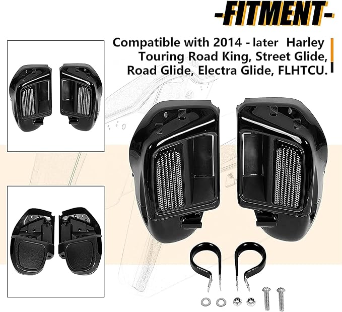 ECOTRIC Water-cooled Lower Vented Leg Fairing Compatible with 2014-UP Harley Davidson Touring Road King Road Glide Street Glide Glove Box