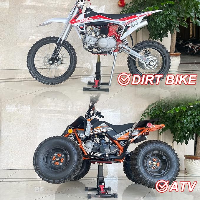 POLARBEAR Dirt Bike Stand Hydraulic Jack Vertical Lift CNC, for Dirt Bike/ATV/ADV/Rally Maintenance, Motorcycle Dirtbike Engine Stand with 1200Lbs Capacity(Silver)