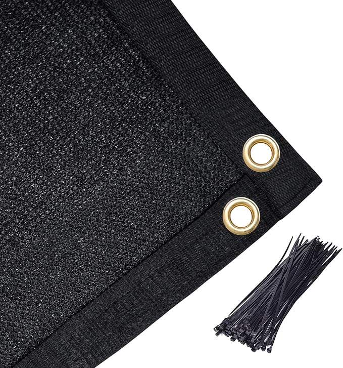 Amagenix 90% Shade Fabric 14'X 23' Black Sun Shade Cloth with Grommets for Pergola Replacement Shade Cover Canopy, Heavy Duty, Cable Zip Ties Included (We Customized)