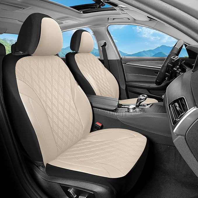 FLORICH Car Seat Covers Full Set, Leather Seat Covers for Cars, Waterproof Car Seat Protector Breathable, Universal Automotive Seat Covers, Front and Rear Car Seat Cover Fit for Most SUV Pick-up Truck