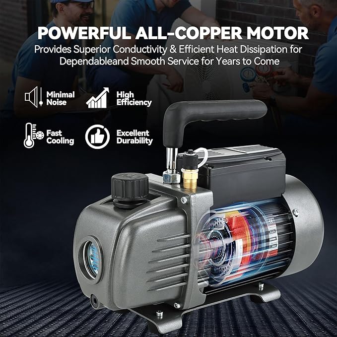 XtremepowerUS 1/3HP 1-Stage Vane Vacuum Pump (4.5 CFM) Manifold Gauge Air Conditioner Refrigeration HVAC Air AC A/C R410a R134 for HVAC Air Conditioning Refrigeration Recharging