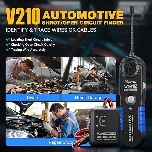 VDIAGTOOL V210 Wire Tracer Electrical Automotive Open & Short Finder Circuit Tester Circuit Breaker Finder Fault Probe Wire Tester Electrical DC 6-42V