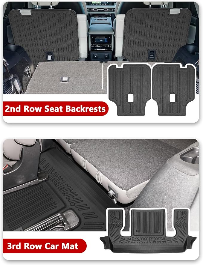 Floor Mat Cargo Liner Backrest Mat Compatible with Lincoln Aviator Accessories 2020-2025 2026 with Hook&Loop Rear Trunk Mat Rear Seat Back Cover Protector All Weather Anti-Slip Split Dog Liner