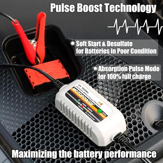 MOTOPOWER MP0515A 12V Car Battery Load Tester with MP00205B 12V 1000mA Battery Charger Maintainer