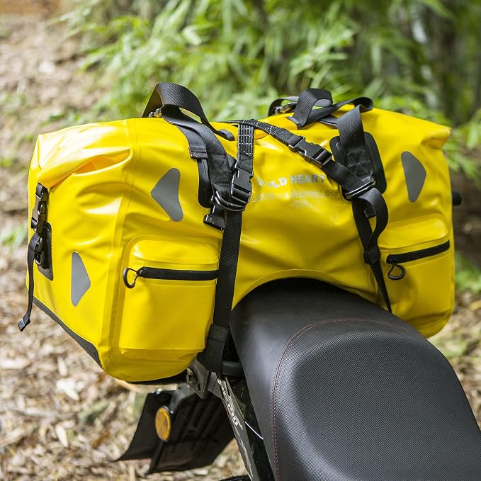 WILD HEART Dry Motorcycle Tail bag 70L/50L With Rope Straps and Inner Pocket Waterproof PVC 500D for Travel,Motorcycle and so on