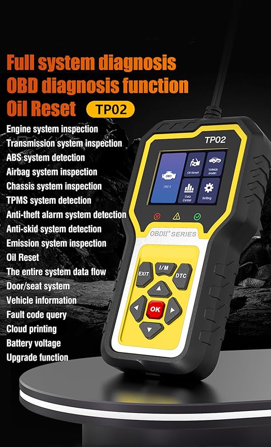 Upgraded 6 in 1 TP02 Fit for BMW Mercedes-Benz Audi Honda Toyota Nissan OBD2 Scanner, Full System Enhanced OBDII Diagnostic Scan Tool and Code Reader with Reset Services, Support Oil Reset