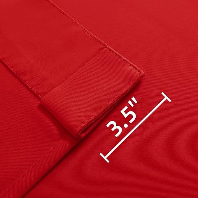 Joydeco 90 Inch Blackout Curtains for Bedroom, Thermal Insulated Black Out Curtains, Room Darkening Drapes for Living Room Window Rod Pocket Back Tab (W52 x L90 Inch, Red)