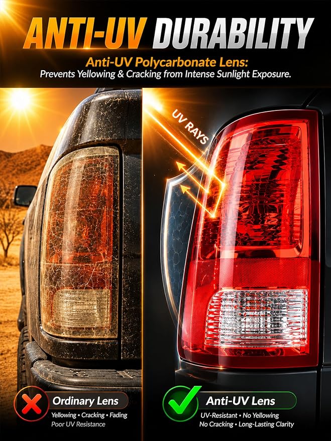 Tail Lights Fit Dodge Ram 1500 2500 3500 2009 2010 2011 2012 2013 2014 2015 2016 2017 2018 Rear Brake Back Up Cover Taillights Lens Assembly Left Driver Right Passenger Side (Lamp Included)