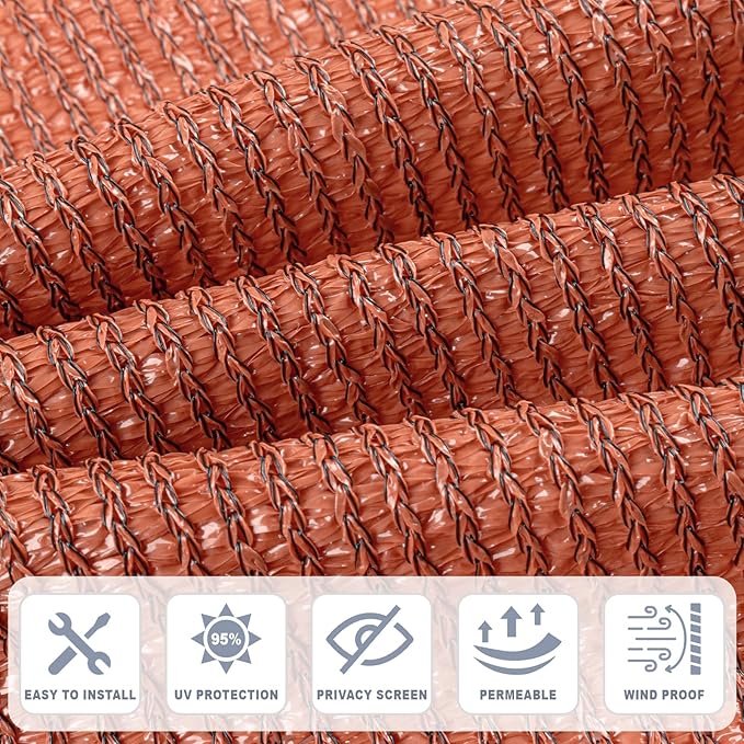 Cool Area Sun Shade Cloth with Grommets 9×9 FT Shade Panel Shade Tarp Screen Fabic for Outdoor Patio Pergola Cover Deck Garden, Terra Red (Customized)