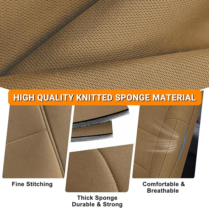 Truck Seat Cover Compatible with 1987-1991 Ford F150 Front Bench with Opening Armrest and Molded Headrest (Tan, 1987-1991 F150)
