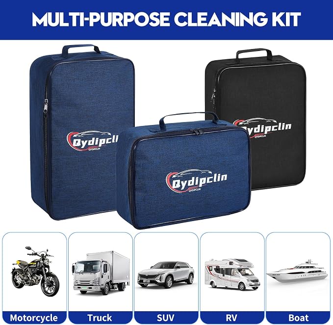 Qydipclin 37Pcs Car Detailing Kit, Car Detailing Brush Set, Car Wash Cleaning Kit, Car Detailing Brushes, Professional Car Care Kit for Interior Exterior Wheels, Blue