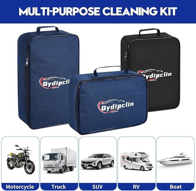Qydipclin 34Pcs Car Detailing Kit, Car Detailing Brush Set, Car Wash Cleaning Kit, Car Detailing Brushes, Professional Car Care Kit for Interior Exterior Wheels, Blue