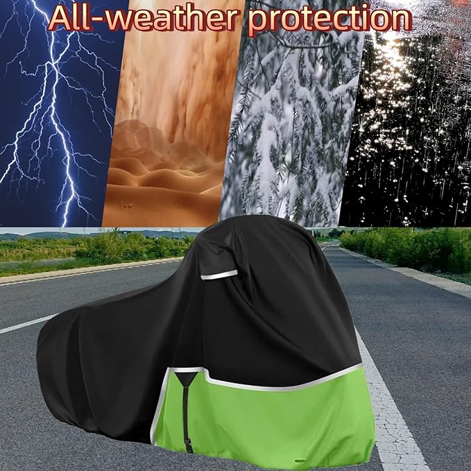 Waterproof Motorcycle Cover Replace for Kawasaki Vulcan 650 900 1500 and Eliminator 450 Cruiser Without Trunk Models,420D Oxford Cloth Motorcycle Cover for Snow Rain Dust Protection (Vulcan)